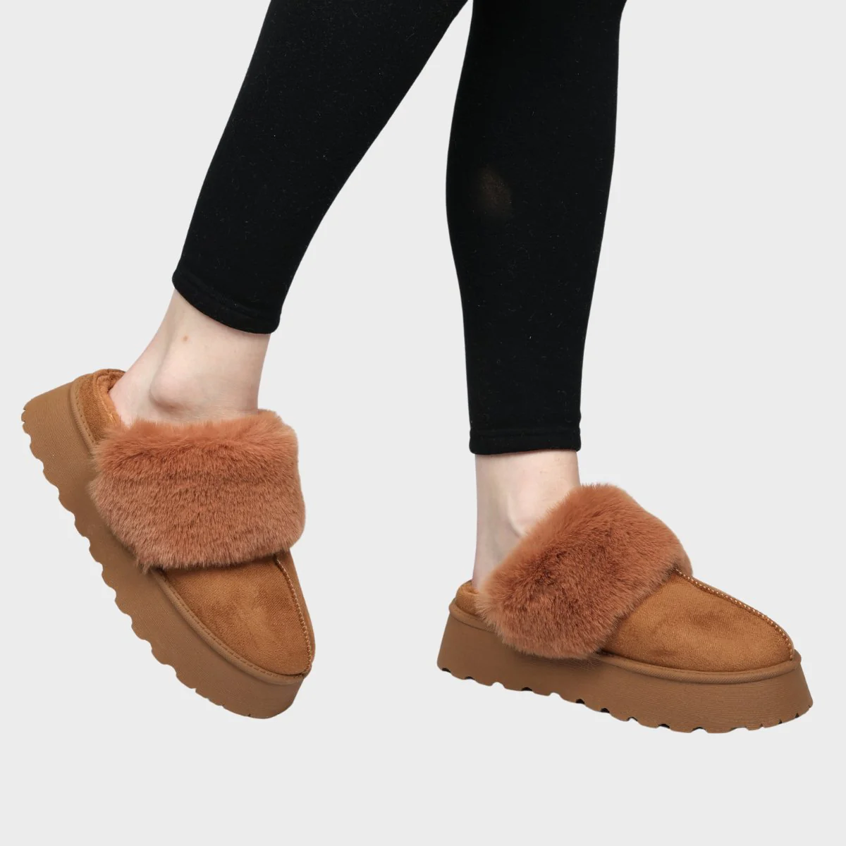 Ladies Faux Fur Trim Mule Boots